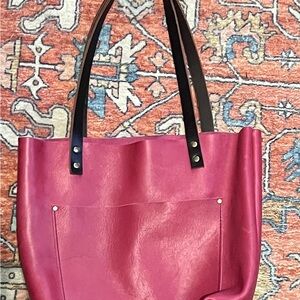 Portland Leather medium Tote Bag hibiscus color